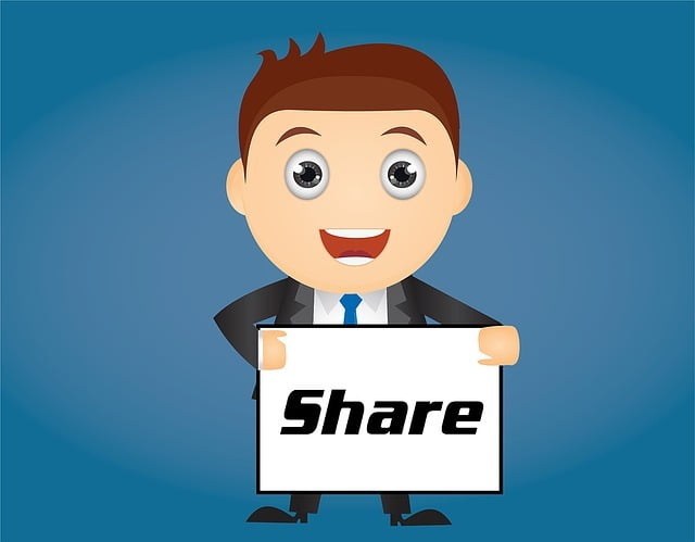 Illustration d'un personnage avec une pancarte "Share"